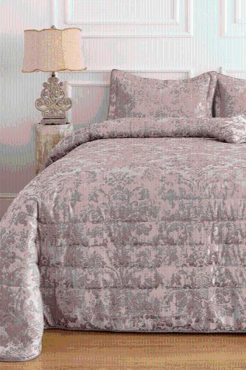 Prikrývka na posteľ ADRIANA v darčekovom balení s vankúšmi Ružová Set
