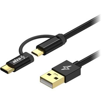 AlzaPower AluCore 2 in 1 Micro USB + USB-C 1 m čierny (APW-CBM20A10B)