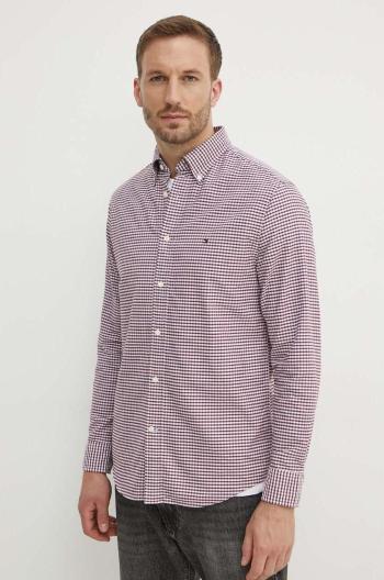 Bavlnená košeľa Tommy Hilfiger pánska, fialová farba, regular, s golierom button-down, MW0MW36395