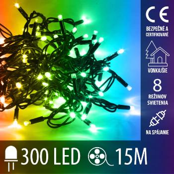 Vianočná led svetelná reťaz vonkajšia - na spájanie + programator - 300led - 15m Multicolour