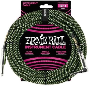 Ernie Ball P06082-EB Čierna-Zelená 5,5 m Rovný - Zalomený