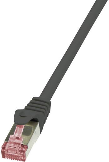 LogiLink CQ2033S RJ45 sieťové káble, prepojovacie káble CAT 6 S/FTP 1.00 m čierna samozhášavý, s ochranou 1 ks