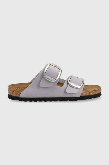 Semišové šľapky Birkenstock Arizona Big Buckle dámske, fialová farba, 1024090