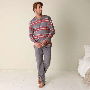 Blancheporte Pyžamo s nohavicami, prúžkovaná potlač sivá/červená 97/106 (L)