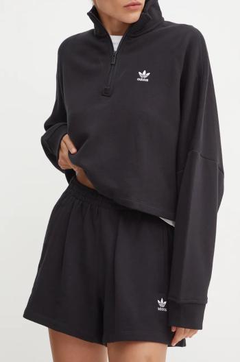 Bavlnené šortky adidas Originals čierna farba, jednofarebné, vysoký pás, IY7343