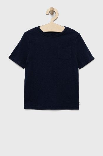 Detské bavlnené tričko GAP tmavomodrá farba, jednofarebný