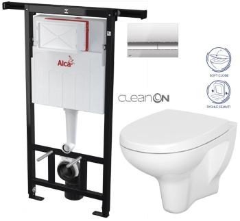 ALCADRAIN Alcadrain Jádromodul - predstenový inštalačný systém s chrómovým tlačidlom M1721 + WC CERSANIT ARTECO CLEANON + SEDADLO AM102/1120 M1721 AT1