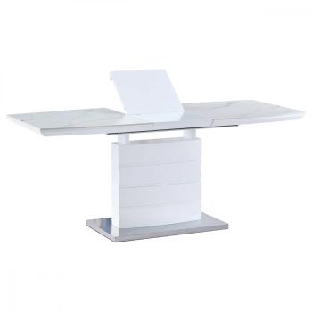 AUTRONIC HT-427M WT Jedálenský stôl 140+40x80 cm, keramická doska biely mramor, MDF, biely matný lak