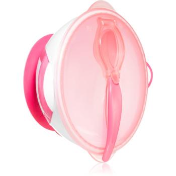 BabyOno Be Active Suction Bowl with Spoon jedálenská sada pre deti Pink 6 m+ 2 ks