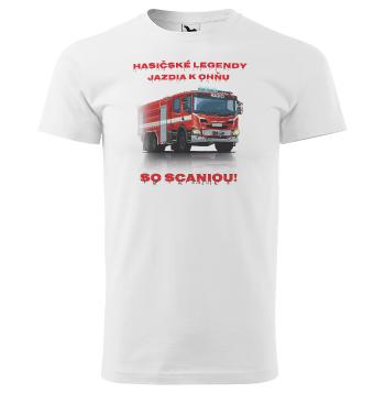 Tričko Hasičské legendy – Scania (pánske) (Veľkosť: 4XL, Farba tričká: Biela)