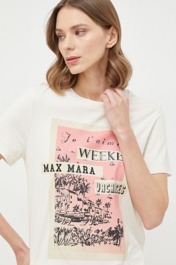 Bavlnené tričko Weekend Max Mara béžová farba