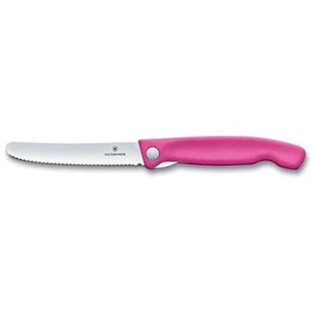 Victorinox skladací desiatový nôž Swiss Classic, ružový, vlnité ostrie 11 cm (6.7836.F5B)