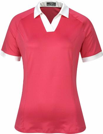 Callaway Womens Short Sleeve V-Placket Colourblock Polo Fruit Dove S