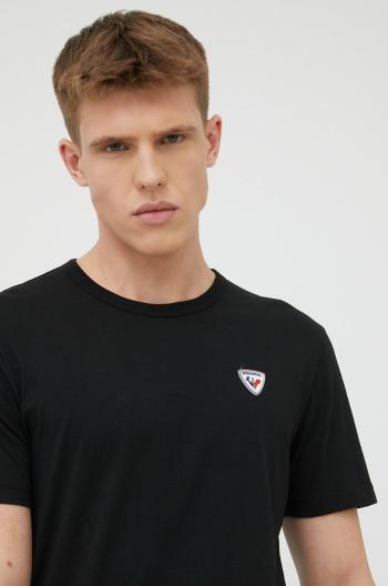 Bavlnené tričko Rossignol čierna farba, s nášivkou
