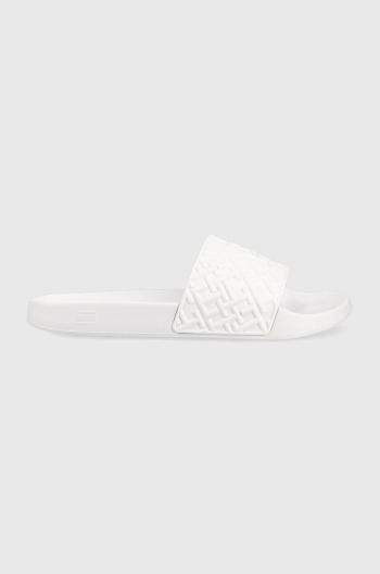 Šľapky Tommy Hilfiger RUBBER TH MONOGRAM POOL SLIDE pánske, biela farba, FM0FM04464