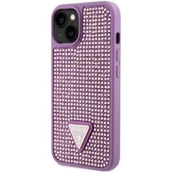 Guess Rhinestones Triangle Metal logo kryt pre iPhone 14 Purple (GUHCP14SHDGTPU)