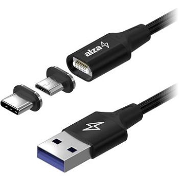 AlzaPower MagCore 2 in 1 USB-C + Micro USB, 5A, 0,5 m čierny (APW-CBMG50005B)