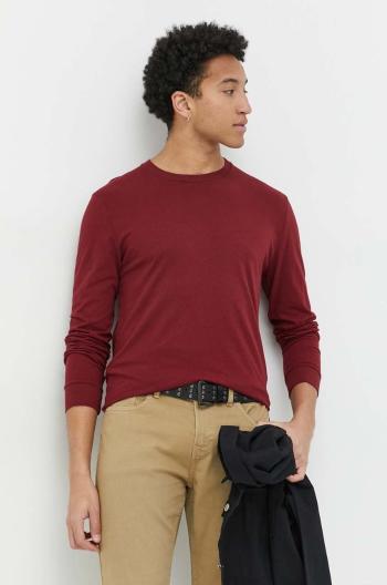 Bavlnené tričko s dlhým rukávom Hollister Co. bordová farba, jednofarebné