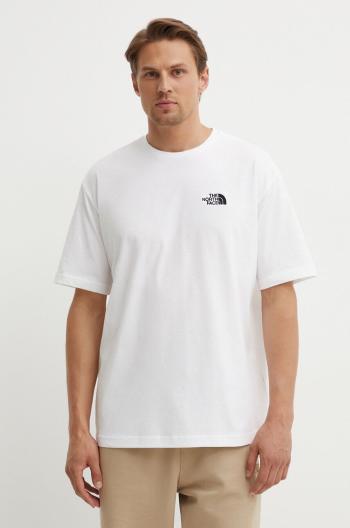 Bavlnené tričko The North Face M S/S Essential Oversize Tee pánske, biela farba, s nášivkou, NF0A87NRFN41