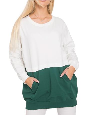Zeleno-biela dámska mikina s vreckami vel. S/M
