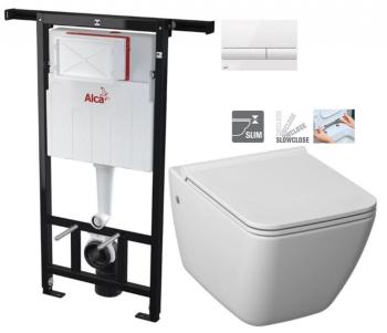 ALCADRAIN Jádromodul - predstenový inštalačný systém s bielym tlačidlom M1710 + WC JIKA PURE + SEDADLO SLOWCLOSE duraplast AM102/1120 M1710 PU2