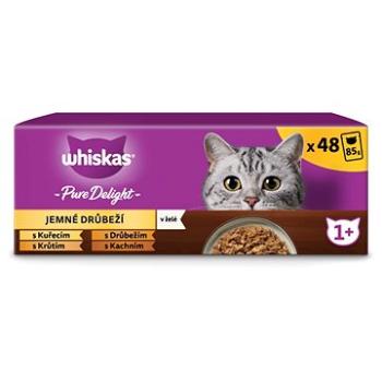 Whiskas Pure Delight kapsičky hydinový výber v želé pre dospelé mačky 48× 85 g (5900951303661)