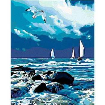 Maľovanie podľa čísel – Plachetnica na mori a letiaca čajka (HRAmal00908nad)