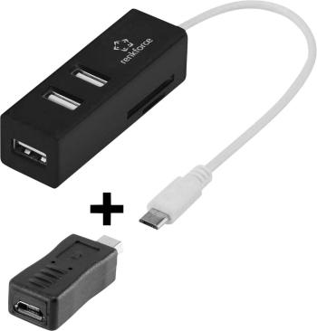 renkforce 3-portový USB 2.0 OTG hub so čítačkou kariet SD + micro-B-USB na mini-USB adaptér