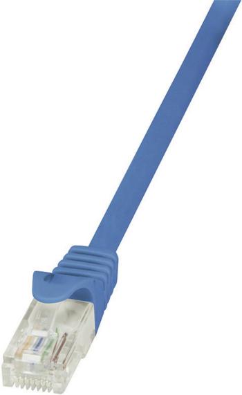 LogiLink CP2026U RJ45 sieťové káble, prepojovacie káble CAT 6 U/UTP 0.50 m modrá s ochranou 1 ks