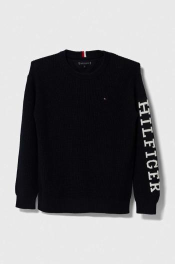 Detský bavlnený sveter Tommy Hilfiger tmavomodrá farba