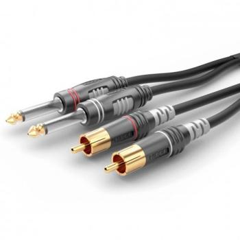 Hicon HBA-62C2-0090 jack / cinch audio prepojovací kábel [2x jack zástrčka 6,3 mm (mono) - 2x cinch zástrčka] 0.90 m čie