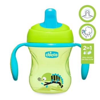 CHICCO Hrnček Training s držadlami 200 ml, zelený 6m+