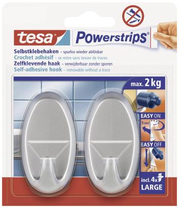 tesa POWERSTRIPS® tesa Powerstrips® háčik veľký oválny,   chróm (matný) Množstvo: 2 ks