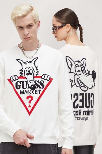 Bavlnený sveter Guess Originals béžová farba, tenký