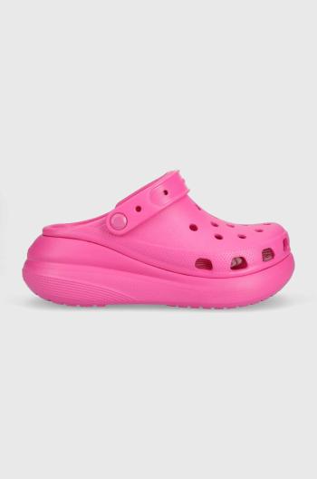 Šľapky Crocs Classic Crush Clog dámske, ružová farba, na platforme, 207521