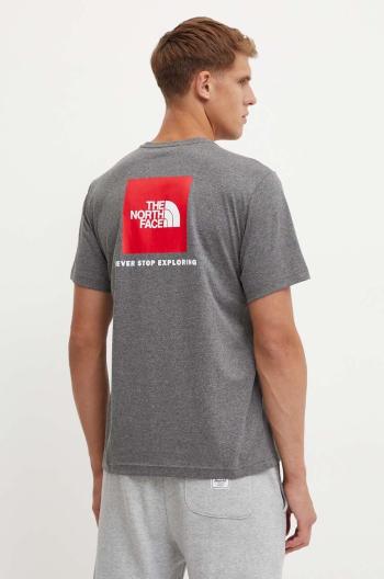 Tričko The North Face S/S Redbox Tee pánske, šedá farba, s potlačou, NF0A87NPDYY1