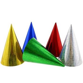 Párty papierové čiapočky, metalické, mix farieb, 3 ks (5901238667087)