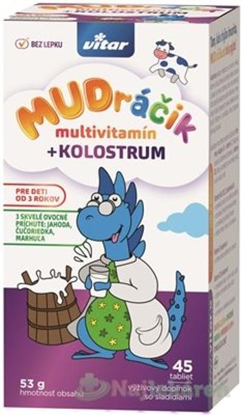 VITAR MUDráčik multivitamín + kolostrum tbl, zmes 3 príchutí 1x45 ks