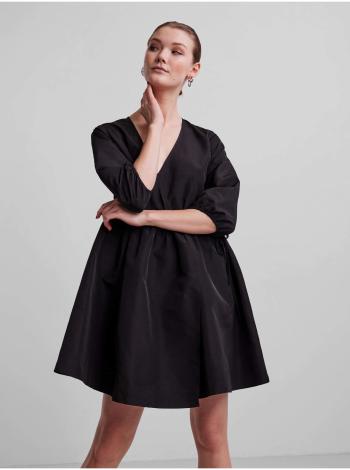 Čierne zavinovacie šaty s 3/4 rukávm Pieces Jylla