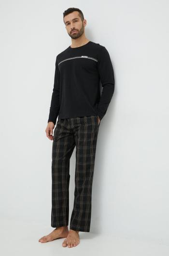 Pyžamo BOSS pánska, čierna farba, vzorovaná