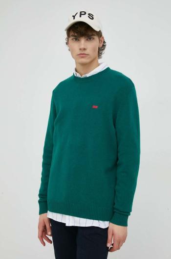 Vlnený sveter Levi's pánsky, zelená farba