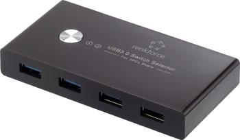 Renkforce RF-SHB-200 4 porty USB 3.0 prepínač + húb čierna