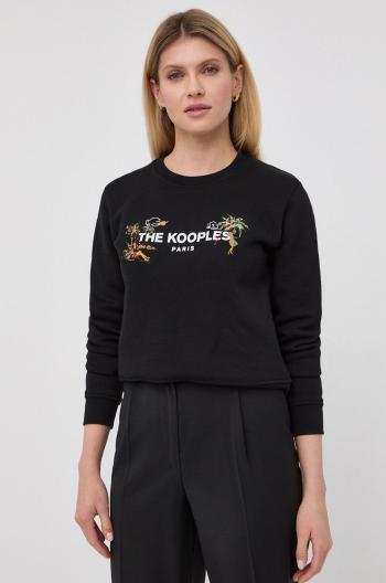 Mikina The Kooples dámska, čierna farba, s potlačou