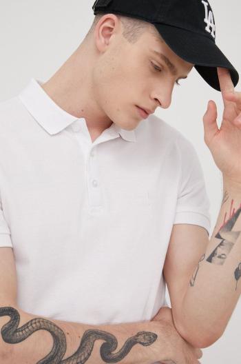 Bavlnené polo tričko Solid biela farba, jednofarebné