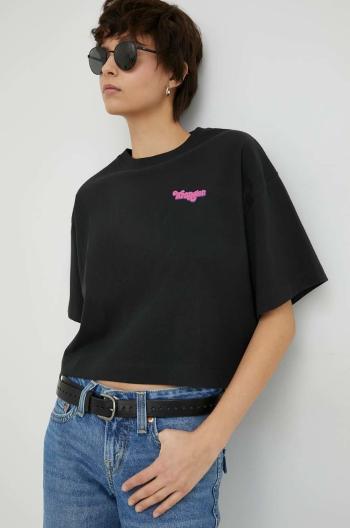 Bavlnené tričko Wrangler čierna farba