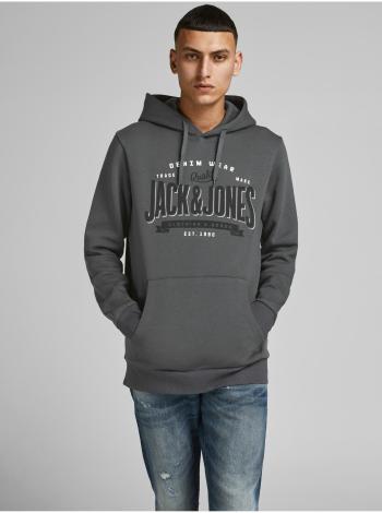 Tmavošedá vzorovaná mikina s kapucou Jack & Jones Logo