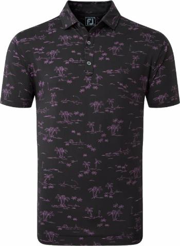 Footjoy Tropic Golf Print Mens Polo Shirt Black/Orchid L