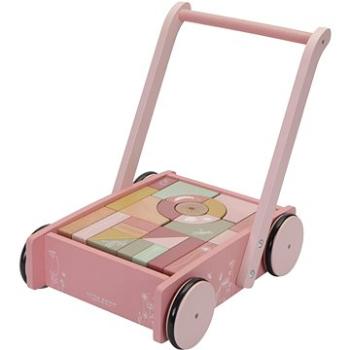 Little Dutch Vozíček s kockami drevený Pink Flowers (8713291770201)
