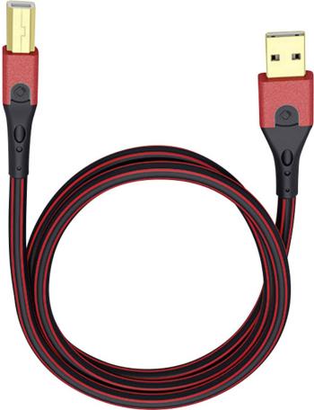 USB 2.0 prepojovací kábel [1x USB 2.0 zástrčka A - 1x USB 2.0 zástrčka B] 7.50 m červená/čierna pozlátené kontakty Oehlb