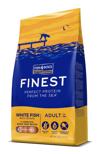 FISH4DOGS Granule malé pre dospelých psov Finest biela ryba so zemiakmi 12kg, 1+